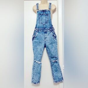 BLANKNYC Women Distressed Denim Ranchero Slim, Fitted  Bootcut Overalls Size 26